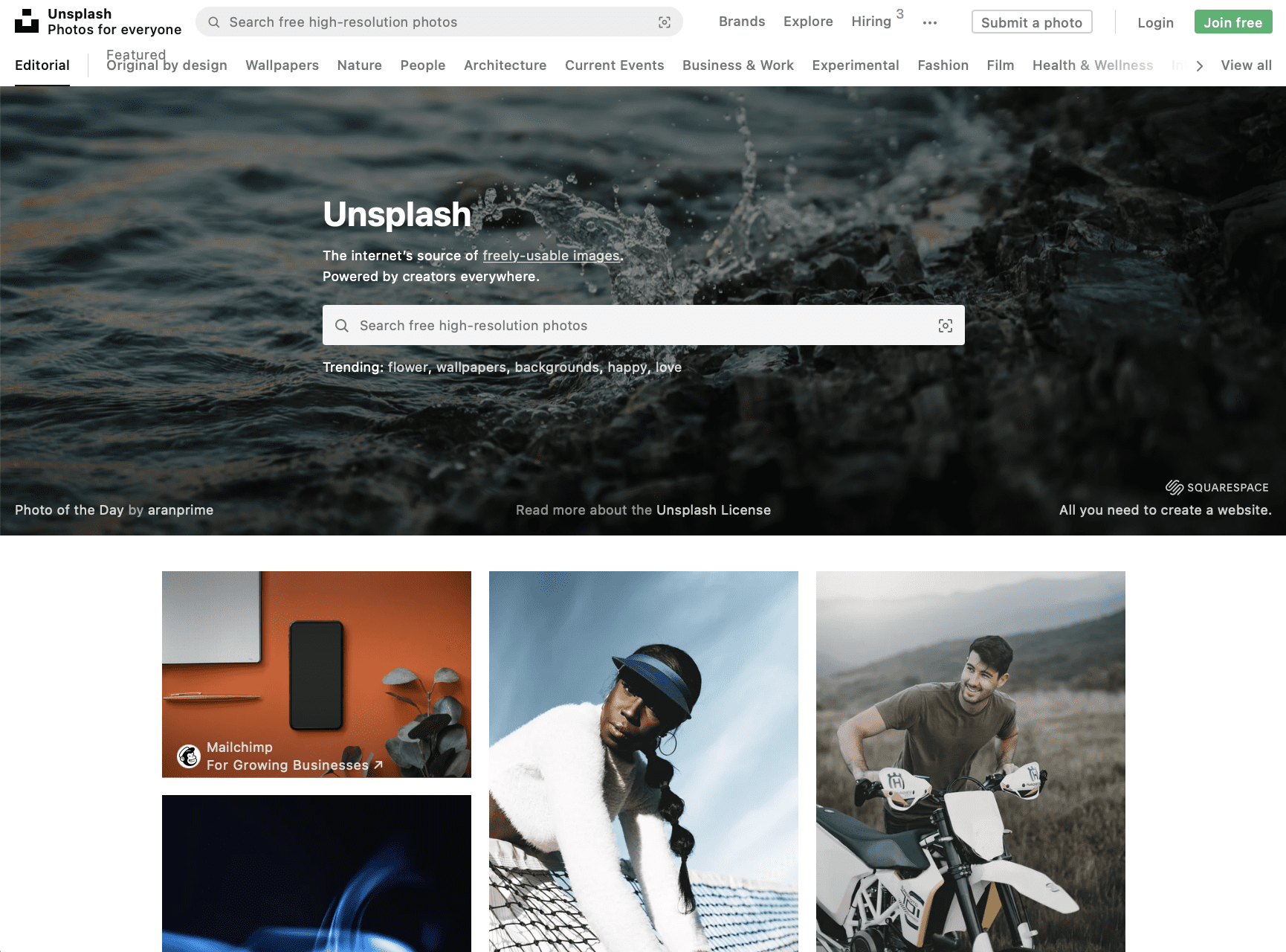 Unsplash Website
